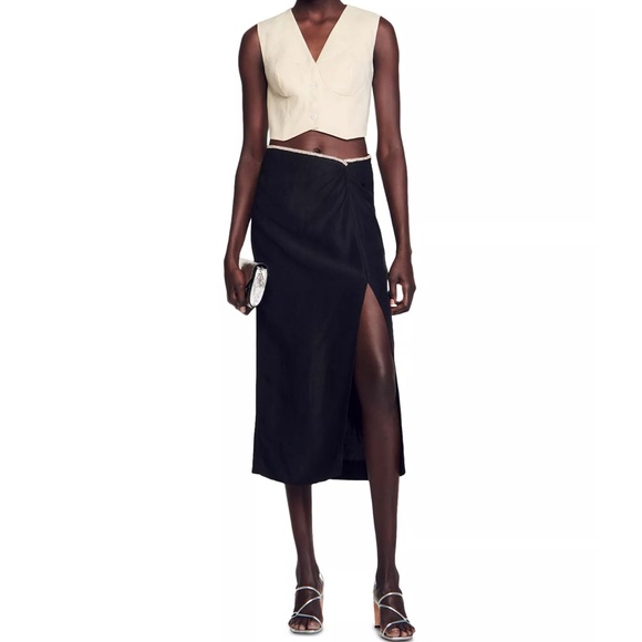 Olariane Rhinestone Embellished Pencil Midi Skirt - Picture 1 of 7